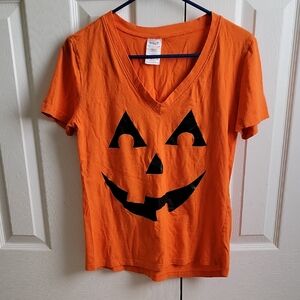 Spirit Halloween Orange Jack-O-Lantern V-Neck Tee